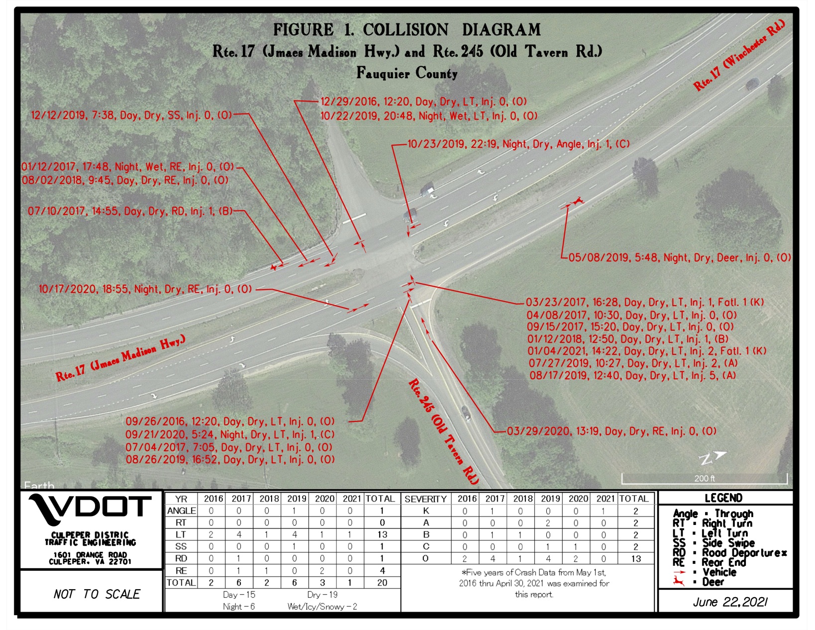 US 17 Old Tavern Road crash map.png